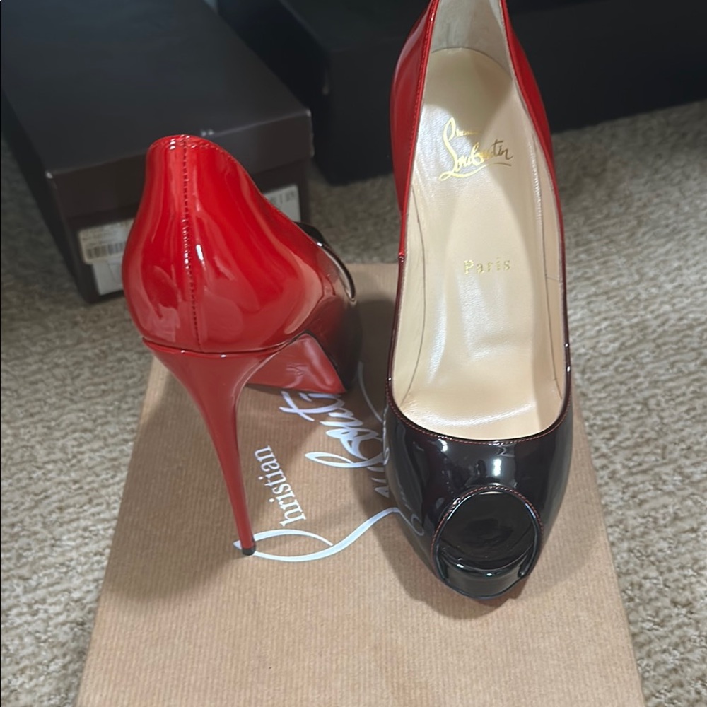 Christian Louboutin Red and Black Women's Heels